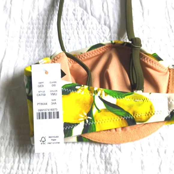 ✨HP✨ NWT..J Crew Balconette Underwire Bikini Top/Limoncello Size 34A - Picture 2 of 11